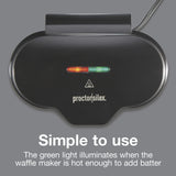 Proctor Silex Double Mini Waffle Maker Machine with 4” Round Non-stick Grids, Makes 2 Personalized Individual Breakfast Keto Chaffles and Hashbrowns, Compact, Black (26102) Proctor Silex