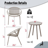 Werph Patio Furniture Set, 3 Pieces Outdoor Furniture with Bistro Table and Chairs Set of 2，Outdoor Patio Set with Porch Chairs and Table,Deck Conversation Set for Garden Poolside Werph