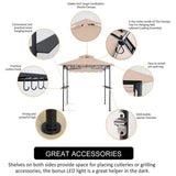 CHARMELEON Double Tiered Grill Gazebo 5x8, Outdoor BBQ Patio Canopy Tent with Stretchable Side Awning (Beige) CHARMELEON