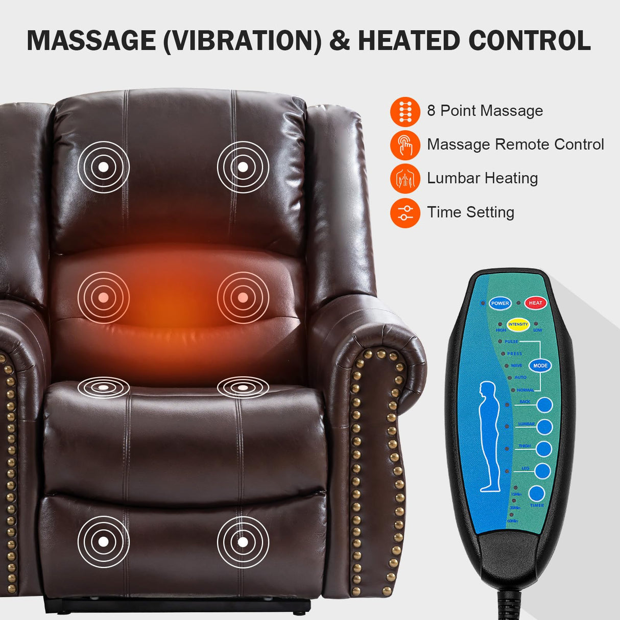 CDCASA Dual Motor Lay Flat Lift Chairs Recliners for Elderly with Massage and Heat, Breathable Leather Infinite Position Large Sleeping Electric Power Lift Chair Recliner for Seniors, Brown CDCASA