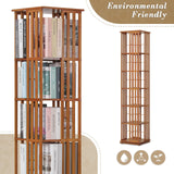 Athena Collection Rotating Bamboo Bookshelf, 6-Tier Floorstanding Corner Bookcase, 360-Degree Modern Open Book Storage Rack for Living Room Bedroom Office Furniture, Brown Athena Collection