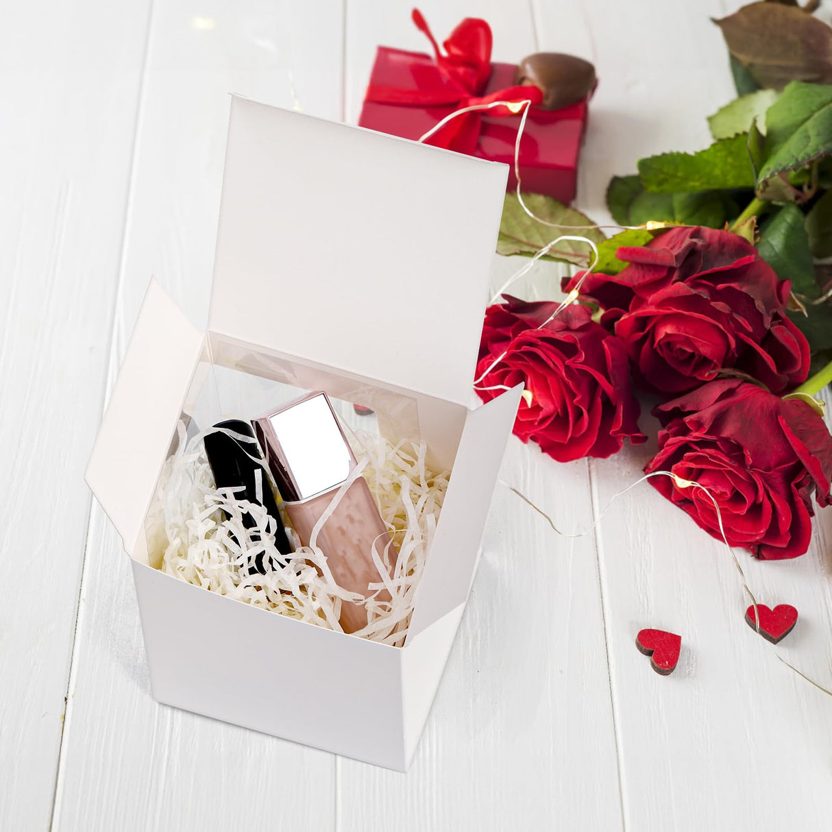 AVLA 50 Pack Gift Boxes for Sublimation Mugs, 4.3x4.3x5'' Small White Packaging Box, 12OZ 15OZ Transparent Cups Wrapping Box with Clear View Window, Cupcake Box Christmas Ornament Box for Wedding AVLA