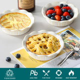 vancasso Mini Pie Pans Set of 6, 5.2 Inch Ceramic Deep Dish Pie Plates with Ruffled Edge for Baking, Microwave & Oven Safe, White vancasso