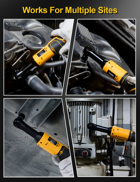 VTEK 3/8" Extended Cordless Ratchet Wrench 16.8V Electric Ratchet Wrench,40 Ft-lbs 400RPM Power Ratchet Wrench VTEK