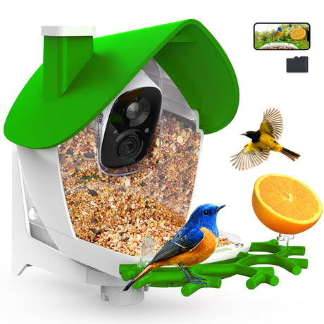 birdsnap® MON - Bird Feeder with Camera, 2K Detachable Camera Bird House with 32GB Card, AI Identify Bird Species, Live View, Auto Record Videos in Backyard, Ideal Gift for Bird Lover birdsnap