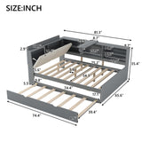 Harper & Bright Designs Full Size Daybed with Trundle and Storage Headboard, Wood L-Shaped Daybed with Shelves, Full Platform Bed Frame with L Shaped Beside Storage Bookcase, Gray Harper & Bright Designs