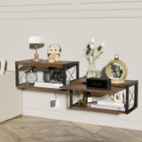 2-Tier Floating Nightstand, Wall Mounted Bedside Table, Wood Bedside Shelf Wall Mounted Nightstand, Floating Bedside Table Wall Shelf for Bedroom, Living Room, Kitchen, Office, Rustic Brown FNBAR