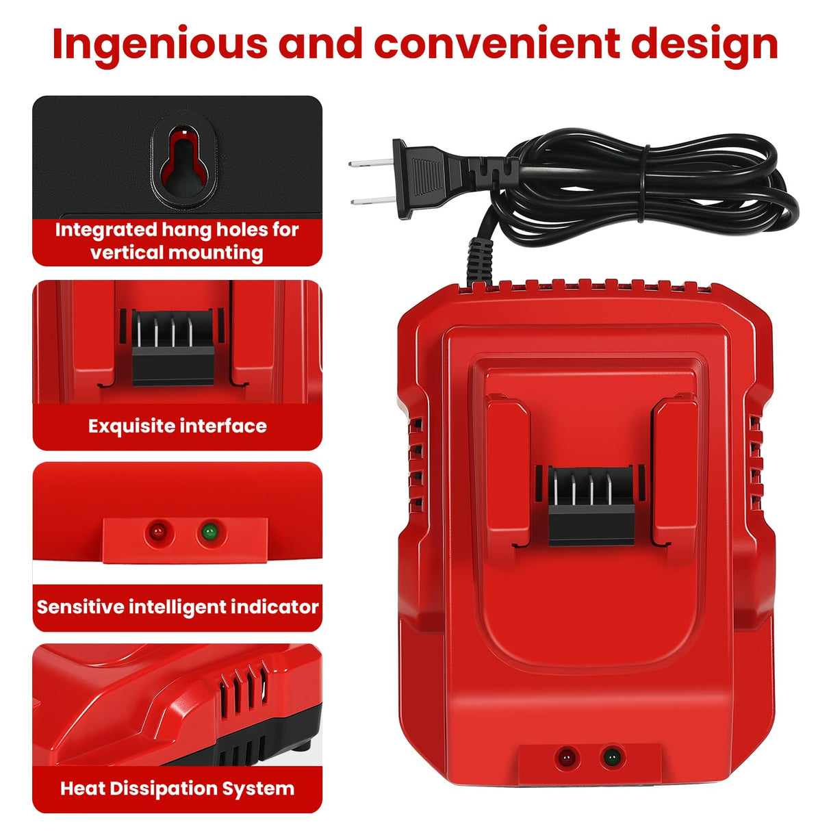 Rapid Battery Charger Station for Milwaukee M18 Charger Compatible with Milwaukee 18V Lithium Battery Bslite