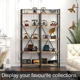 BON AUGURE 5-Tier Vintage Oak Industrial Bookshelf - Heavy Duty Etagere Shelving Unit for Home & Office BON AUGURE
