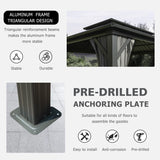 SHPAI Hardtop Gazebo 10x14FT, Aluminum Outdoor Gazebo with Galvanized Steel Double Roof Canopy, Curtains and Nettings, Metal Gazebo Permanent Pavilion for Patio Wedding, Party, Outdoor Dining, Gray SHPAI