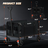 Collapsible Folding Wagon Cart with Tailgate,330LBS Resting Weight Capacity Beach Wagon with All-Terrain Big Wheels,Heavy Duty Foldable Utility Wagon Cart for Groceries,Sports,Shopping,Camping,Black Antifir
