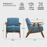 Lexicon Mid Century Modern Accent Chair with Solid Wood Frame in Walnut Finish, Upholstered Living Room Lounge Arm Chair, Thick and Comfy Innerspring Seat Cushion, Linen-Look Fabric, Blue Lexicon
