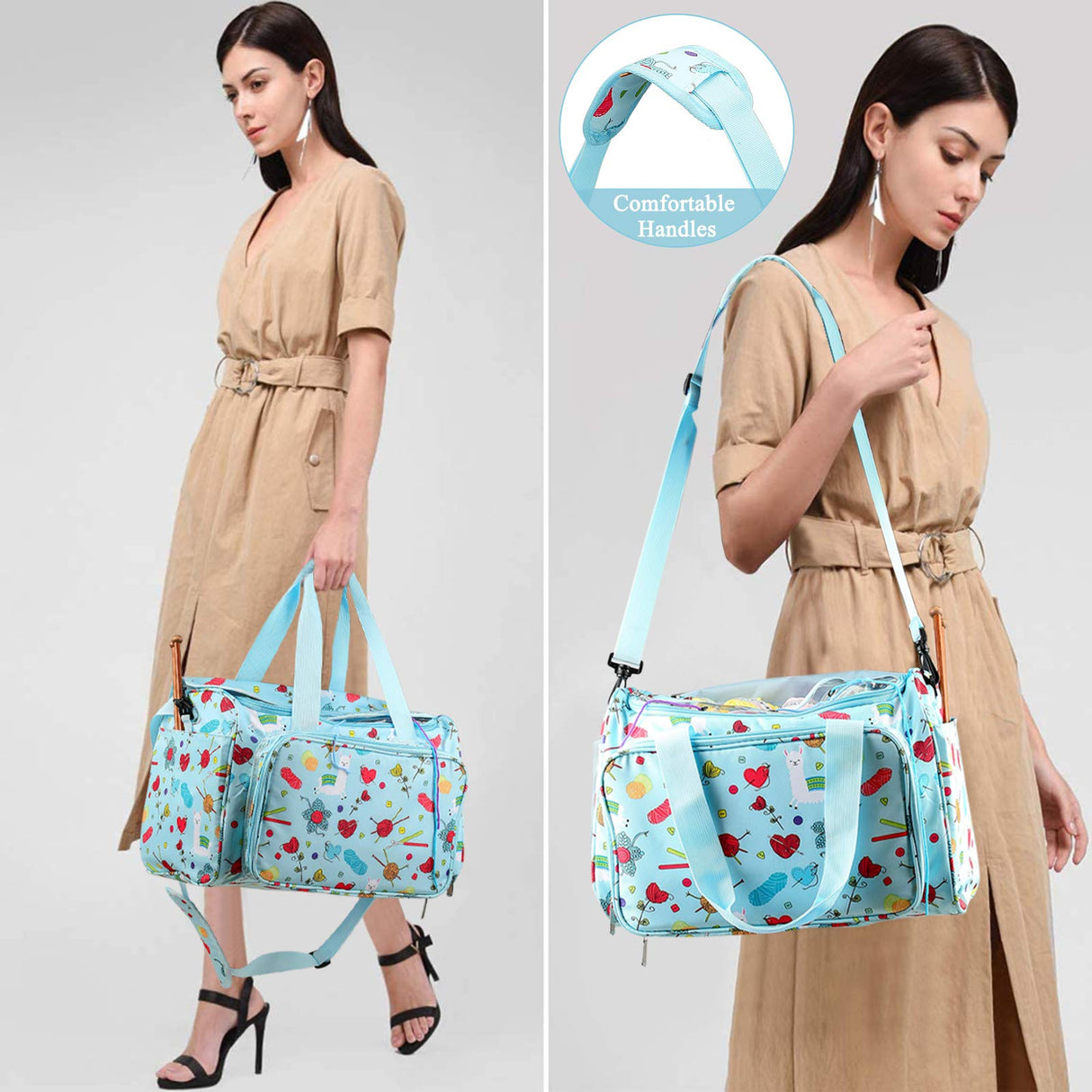 Coopay Knitting Bag Large Crochet Bag, Huge Knitting Bags and Totes Organizer Yarn Storage Organizer for Unfinished Project, Knitting Needles, Crochet Hooks, Skeins Yarn -Ideal Knitting & Crochet Gift Coopay