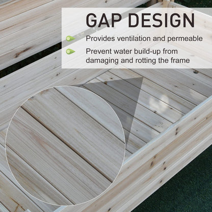 Outsunny 2 Tier Raised Garden Bed, Elevated Wooden 2 Box Planter, Gardening Grow Stand, Planting Bed for Flowers, Vegetables, Herb, Natural