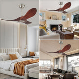 36 Inch Ceiling Fan Without Light With Remote Control,Small Ceiling Fan for Kitchen No Light,3 Solid Wood Blade Propeller Outdoor Ceiling Fans for Indoor, Living Room, Bedroom, Terrace, Porch Kekopa