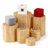 Jetec Hexagonal Jewelry Display Risers Hexagonal Market Display Risers Stands Acrylic Showcase Acrylic Stand for Jewelry Model Figures Decoration, 6 Sizes(Woodgrain,12 Pieces) Jetec