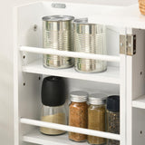 HOMCOM 41" Kitchen Pantry Storage Cabinet, Freestanding Kitchen Cabinet with 12 Door Shelves, Double Doors, 5-Tier Shelving and Adjustable Shelves, Paper White HOMCOM