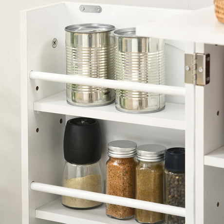 HOMCOM 41" Kitchen Pantry Storage Cabinet, Freestanding Kitchen Cabinet with 12 Door Shelves, Double Doors, 5-Tier Shelving and Adjustable Shelves, Paper White HOMCOM