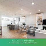 STICKGOO Smooth Drop Ceiling Tiles 2ft x 2ft, PVC Ceiling Tile 24 x 24in - Waterproof, Fire-Rated to Prevent Breakage - Package of 12 Tiles Cover 48 Sq. Ft, White STICKGOO