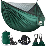 Covacure Camping Hammock - Lightweight Double Hammock, Hold Up to 772lbs, Portable Hammocks for Indoor, Outdoor, Hiking, Camping, Backpacking, Travel, Backyard, Beach（Dark Green） covacure