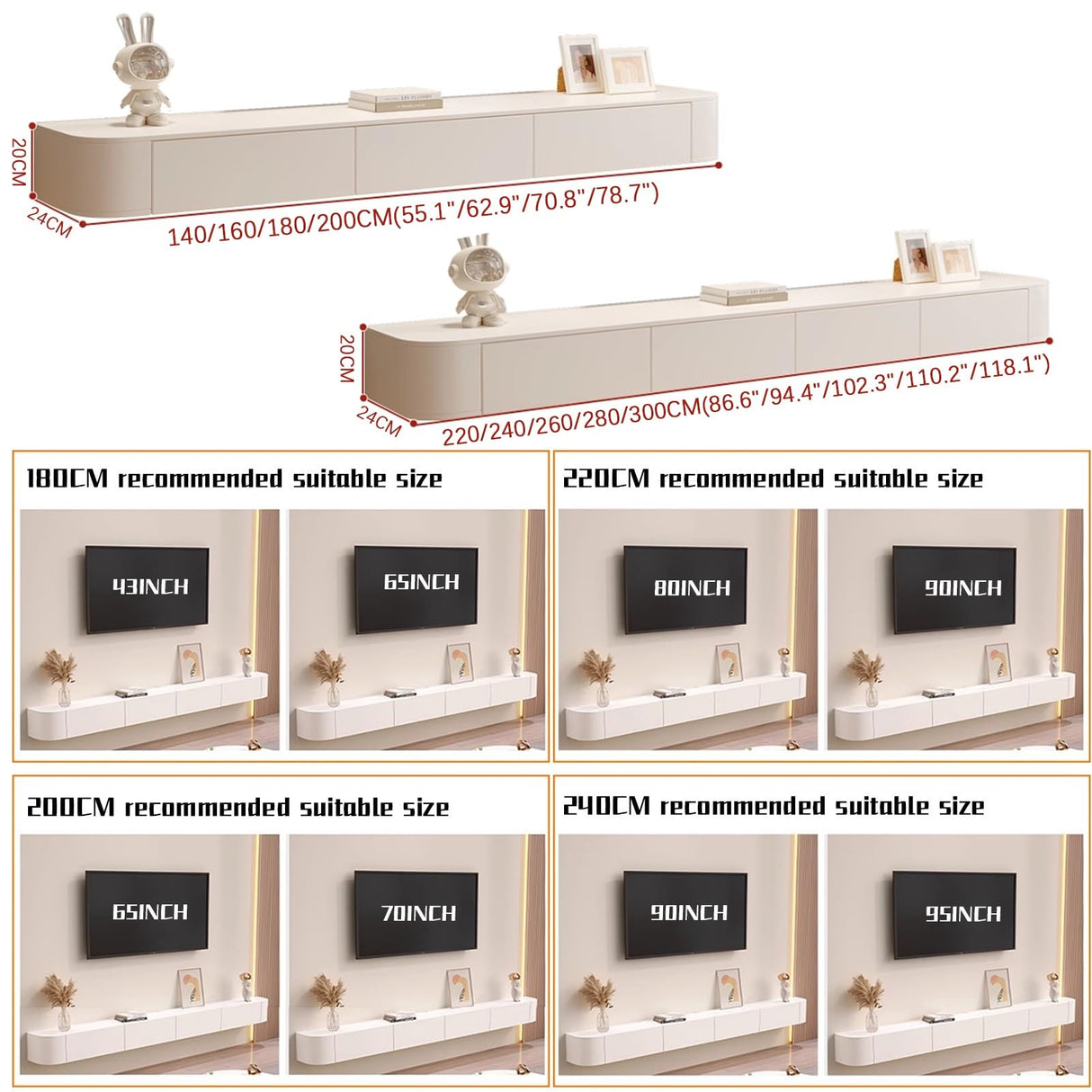 HZAPFUE Floating TV Stand - Wall Mounted Media Console with 2 Drawer, Floating Entertainment Center TV Cabinet, Wall Mounted Audio/Video Shelf for Home Room (Black, 86.61x7.87x9.45IN) HZAPFUE