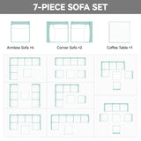YITAHOME 7 Pieces Patio Furniture Set, Sectional Sofa PE Rattan Wicker Conversation Set Outside Couch with Table and Cushions for Porch Garden Backyard Balcony YITAHOME