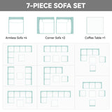 YITAHOME 7 Pieces Patio Furniture Set, Sectional Sofa PE Rattan Wicker Conversation Set Outside Couch with Table and Cushions for Porch Garden Backyard Balcony YITAHOME