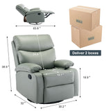 GNMLP2020 Swivel Rocker Recliner Chair for Adults, Rocking Recliner Chair, Manual Small Recliners for Small Spaces, Single Sofa Recliner for Living Room, RV, Green GNMLP2020