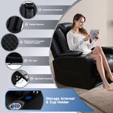 3+2+1 PU Leather Power Sectional Sofa Set, Living Room Furniture, Reclining Couch, Loveseat, Chair with LED Light/USB Ports/Storage Armrests/Center Console/Cup Holders/Wireless Chargers/Coffee Table NicBex