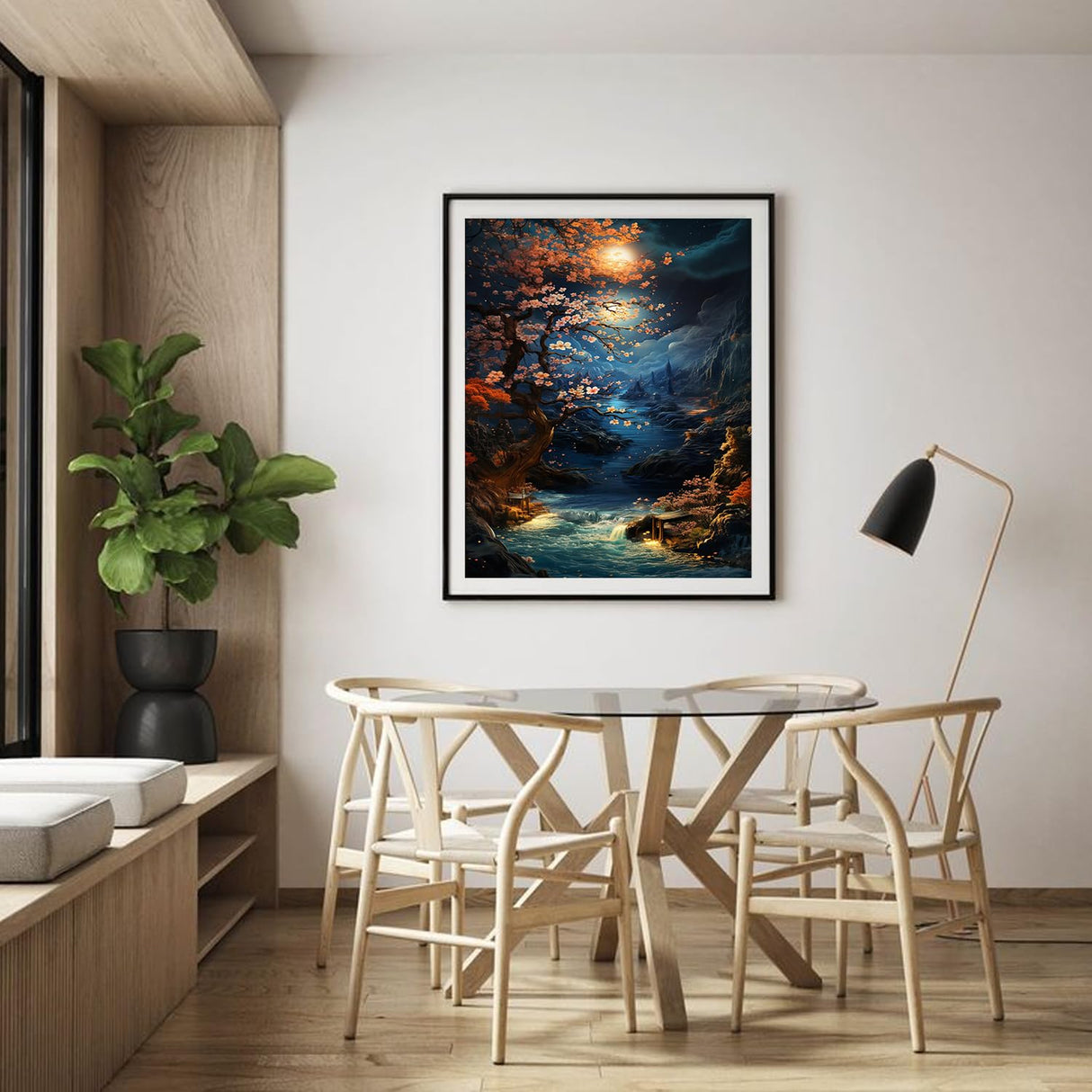 Plum Blossoms Paint by Number Adults,Moon Paint by Number Adult,DIY Acrylic Painting by Numbers On Canvas,Perfect for Home Decor Gifts 16X20inch PHANTASYART