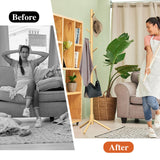 Z&L HOUSE Coat Rack Freestanding, Pure Natural Solid Wooden Coat Tree, 8 Hooks And Adjustable Height Floor Hanger, Used In The Bedroom Living Room Office To Hang Clothes, Hats, Bags Z&L HOUSE