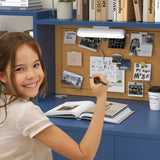 RUPOLX Blue Kids Desk and Chair Set for 5-12 Year Old,Kids Study Desk with 3-Color Lights,Childrens Computer with 4 Drawers, Kids Study Table with Storage Shelf -D-40 RUPOLX