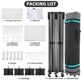 COBIZI 10x20 Pop Up Canopy with 6 Sidewall,Heavy Duty Canopy UPF 50+ All Season Wind Waterproof Commercial Outdoor Wedding Party Tents for Parties Canopy Gazebo with Roller Bag(10 x 20 ft White) COBIZI