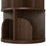 YOWOS Rotating Bookshelf, Small Corner Bookshelf for Small Space, 360 Display Floor Standing Bookcase Storage Rack, Wood Narrow Book Shelf Organizer for Bedroom, Living Room (Walnut, 2 Tiers) YOWOS