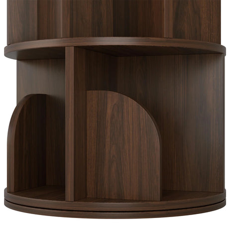 YOWOS Rotating Bookshelf, Small Corner Bookshelf for Small Space, 360 Display Floor Standing Bookcase Storage Rack, Wood Narrow Book Shelf Organizer for Bedroom, Living Room (Walnut, 2 Tiers) YOWOS