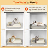 MAHANCRIS Litter Box Enclosure for 2 Cats, Hidden Litter Box Furniture with Scratch Pad, Double Litter Boxes Enclosure, Wooden Cat Washroom, Indoor Cat House End Table, White and Black CWBB3201 MAHANCRIS
