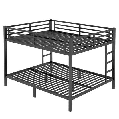 Queen Over Queen Bunk Bed for Adults, Queen Bunk Beds with 2 Ladder and Full Length Guardrail, Heavy Buty Metal Bunk Beds Queen Size/Queen Size Bunk Bed for Adults, Teens(Queen, Black)