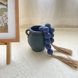 OMISHE Large Wood Bead Garland Navy Blue with 1.6" Diameter Wooden Beads and Tassels, Decorative Beads Decorations, 41" Long Rustic Farmhouse Country Wood Beads Garland for Home Wooden Decor Navy Blue OMISHE