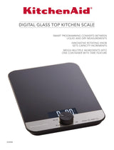 KitchenAid KQ908 Glass Surface 11 Pound Capacity Digital Kitchen and Food Scale, Scale for Food Ounces and Grams, Dry and Liquid Ingredients, Black KitchenAid