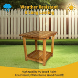 Wooden Rocking Chair with Comfortable Backrest Inclination, High Backrest and Deep Contoured Seat, Solid Fir Wood, Heavy Duty 600 LBS, for Backyard, Porch and Patio (Teak Tone with Table) Fortune Candy