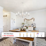 6-Light Chandelier Farmhouse Chandeliers for Dining Room Lighting Fixture, French Country White Chandelier Brown White Wood Chandeliers for Living Room Bedrooms Dining Room Foyer YLCHYTDZSW