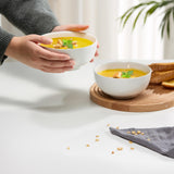 KooK Soup Bowl, Cereal Bowl, Bowl Set, White Ceramic Bowls, Set of 6, Microwave, Dishwasher and Freezer Safe, Chip Resistant, for Pasta, Salad, Oatmeal, Deep Interior, 24 Oz (White, 6 Inch) KooK