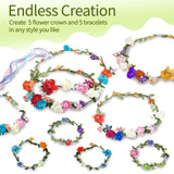 EggSun Flower Crown Making Kit for Girls Kids Gift Women Tea Party Craft Bracelet DIY Fairy Flower Crown Kit Kids Birthday Gift Floral Hair Arts Crafts Spring Easter Gift for Girls 5 6 7 12 Year Old EggSun