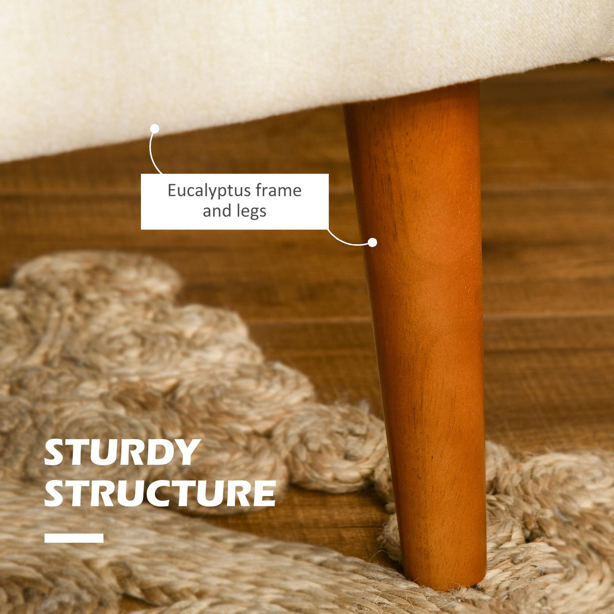 HOMCOM Traditional Living Room Chair, Armchair with Button Tufted Polygonal Straight Back, Single Sofa with Thick Padding, Beige HOMCOM