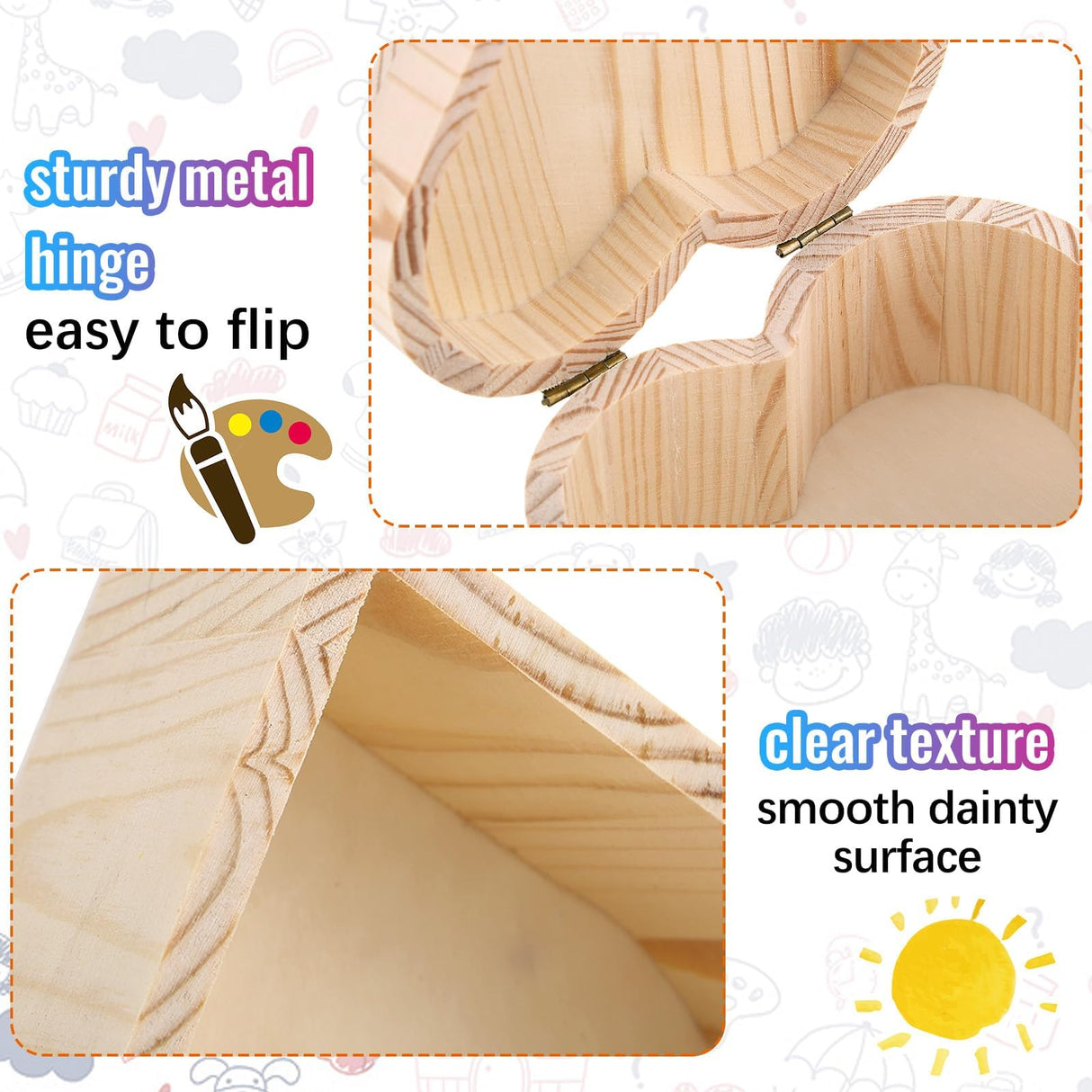 2 Pack Paint Your Own Wooden Jewelry Box DIY Crafts Kits Treasure Box Craft Kit Arts and Crafts for Kids Ages 3-12 Creative Activity Toys Birthday Gifts Valentines Mother's Day Party Favors (Heart) Czlotyh