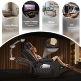 Recliner Sofa 3 Seater Sofa with Recliner, Home Theater Seating with Liftable Console & Removable Armrest, Manual PU Leather Reclining Couch with Cup Holders & USB Ports for Living Room/RV (Brown) MOSGAT