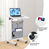 KOUPA Adjustable Height Standing Desk, Writable Tempered Glass Desktop with Eraser, 360° Flip, Wheels and Bag– Ideal for Small Spaces and Home Offices, 24 in, White(Adjustable Height: 32-47 in) KOUPA