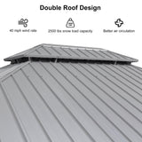 PURPLE LEAF 11' x 15' Permanent Hardtop Gazebo with Galvanized Steel Double Roof and Aluminum Frames Outdoor Large Pavilion Gazebo for Patio Deck Garden, Netting and Curtains Included, Light Grey PURPLE LEAF