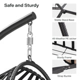 LAUSAINT HOME Hanging Egg Chair with Stand Indoor Outdoor, Thickened Cushions & Foldable Design Rattan Swing Hammock Chair for Bedroom Garden Patio, 350LBS Capacity (Beige) LAUSAINT HOME