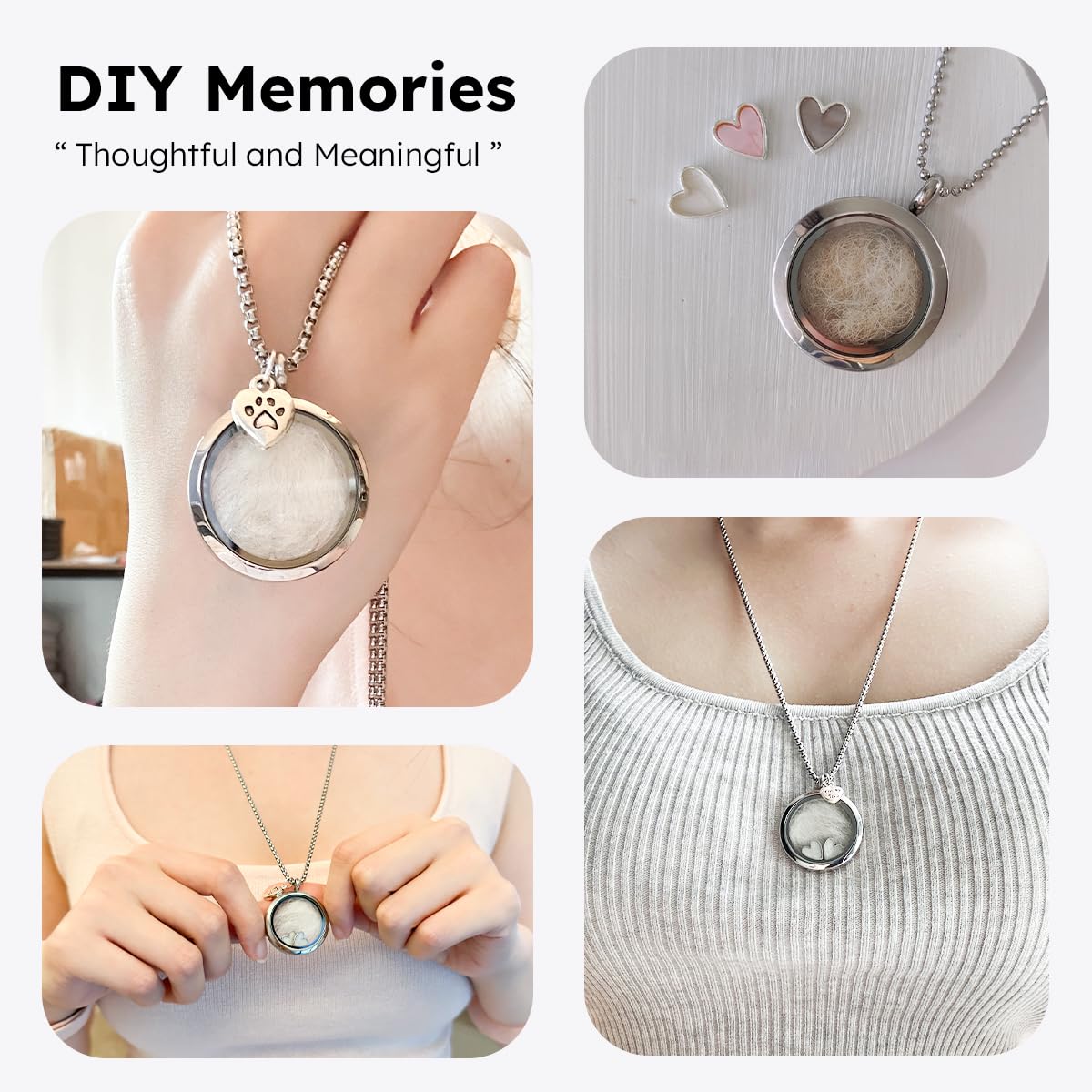 Lifelisa Dog Fur Hair Keepsake Necklace, Ashes Memory Urn with Charm, Glass Circle Memorial Pendant Necklace, Pet Cremation Memorial Jewelry for Women Men, Vial Necklace for Ashes Lifelisa